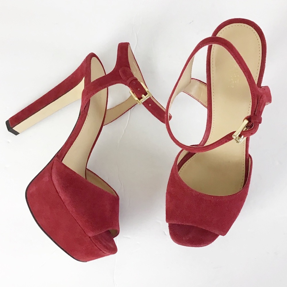 Michael Kors Claire Cherry Red Suede Platforms